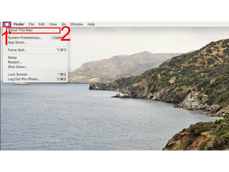 Nhấn chọn About This Mac để tiến hành bước tiếp theo