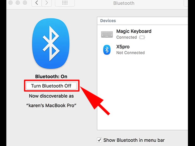 Chọn Turn Bluetooth Off